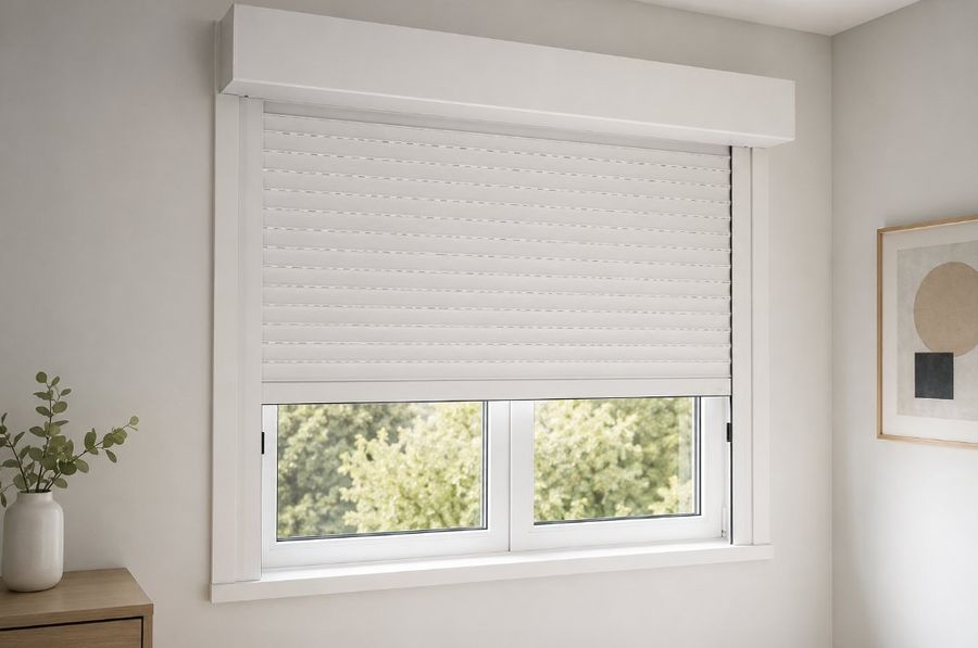 Persiana de PVC blanca instalada