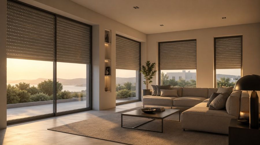 Persianas eléctricas en un salón